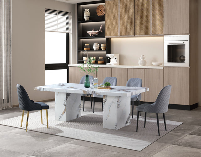 (8810-5) Real Marble Dining Table W/ Double Marble Leg