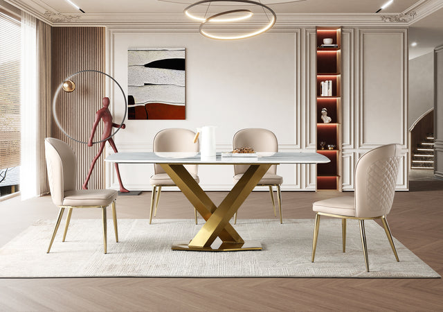 Sintered stone Dining Table w/ X Shape Leg