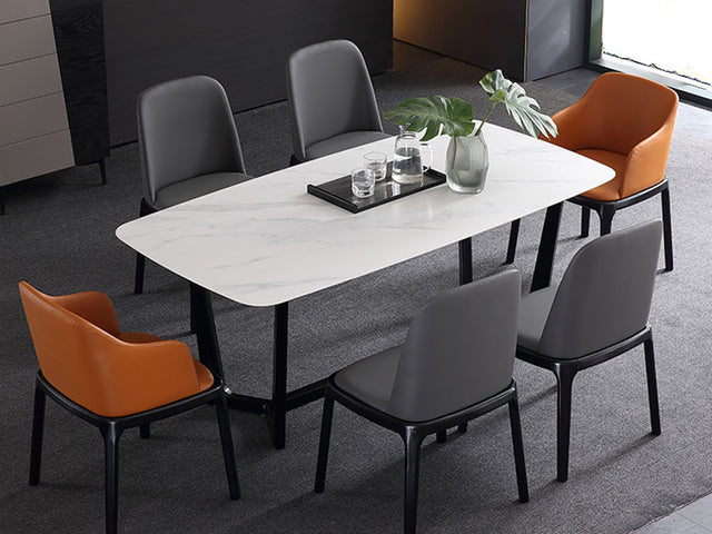 (615) Real Marble Dining Table w/ Y Shape Leg