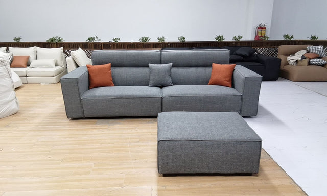 Fabric Couch w/ 2 pillow and Ottoman
