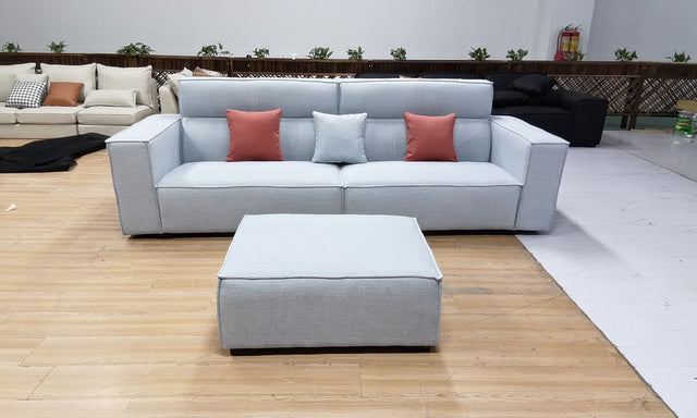 Fabric Couch w/ 2 pillow and Ottoman