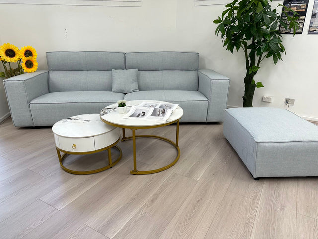 Fabric Couch w/ 2 pillow and Ottoman