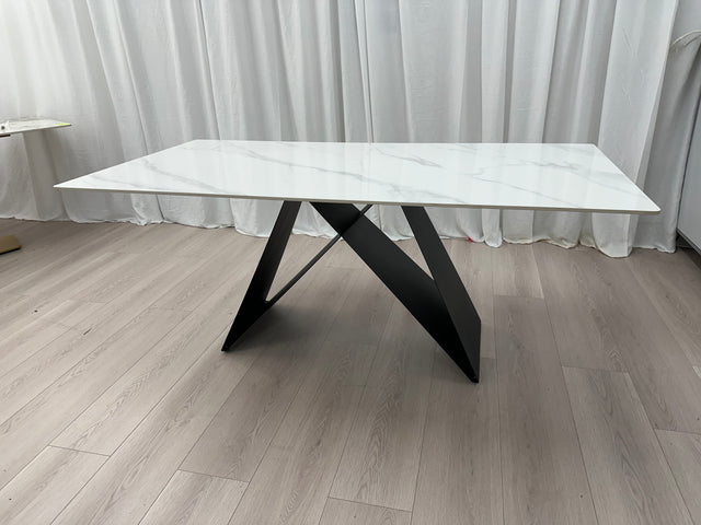 {𝑷𝑹𝑬-𝑶𝑹𝑫𝑬𝑹} Real Marble Dining Table w/ Black M Shape Leg