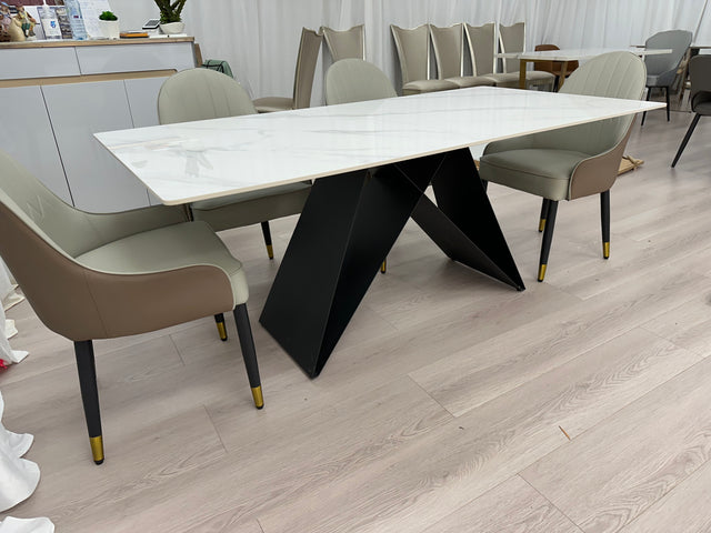 {𝑷𝑹𝑬-𝑶𝑹𝑫𝑬𝑹} Real Marble Dining Table w/ Black M Shape Leg