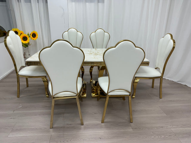Real Marble Dining Table w/ Chanel Shape Leg