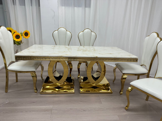 Real Marble Dining Table w/ Chanel Shape Leg