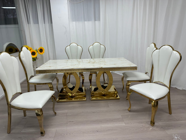 Real Marble Dining Table w/ Chanel Shape Leg