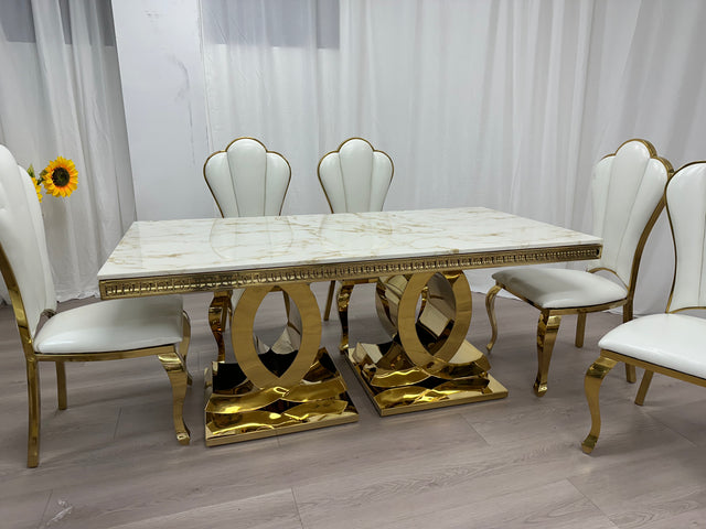Real Marble Dining Table w/ Chanel Shape Leg