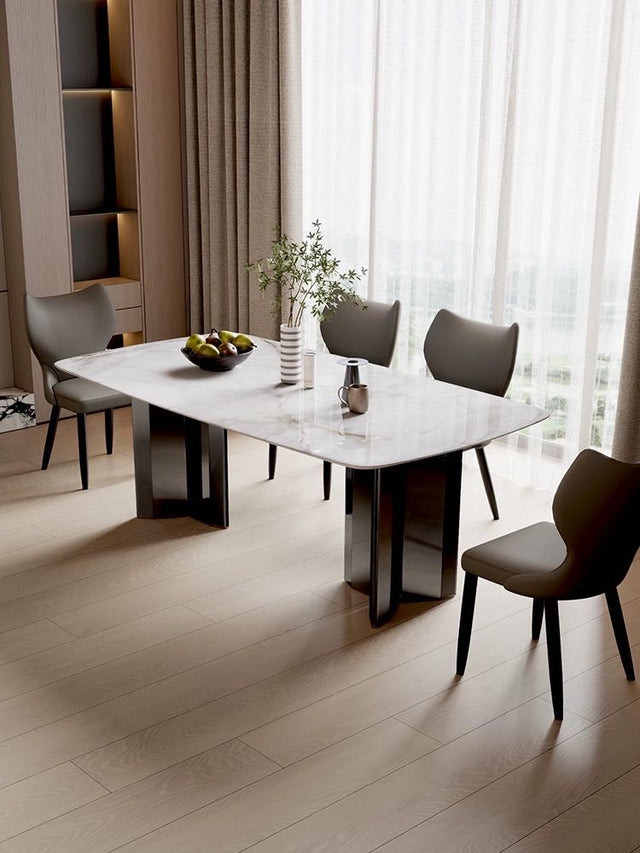 (828) Real Marble Dining Table Stainless Leg