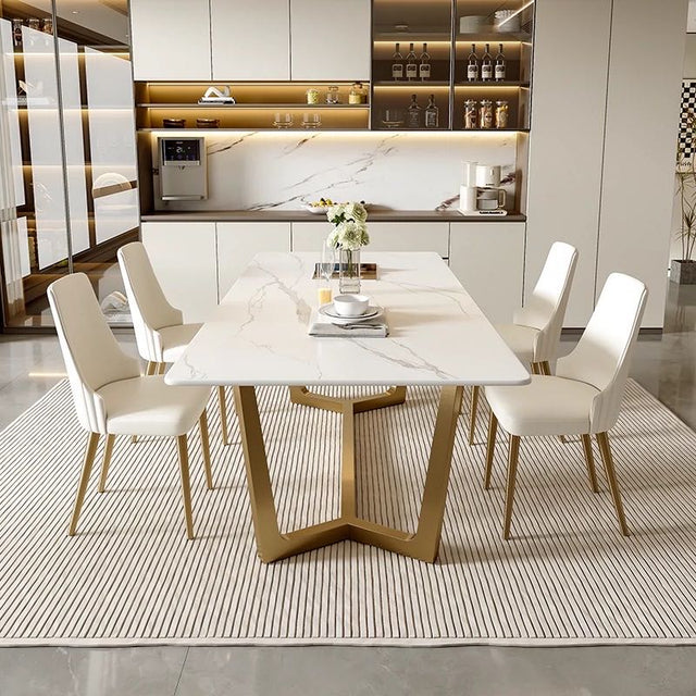 (615) Real Marble Dining Table w/ Y Shape Leg