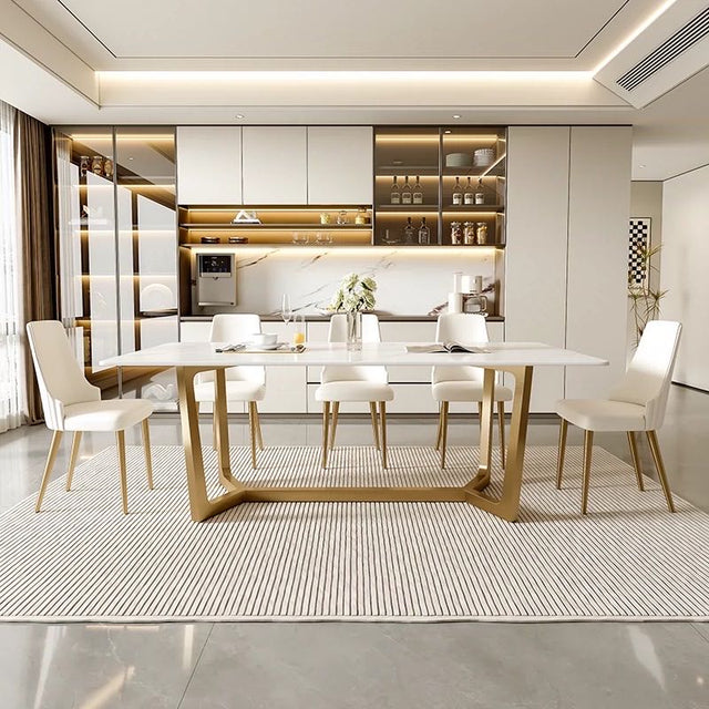 (615) Real Marble Dining Table w/ Y Shape Leg