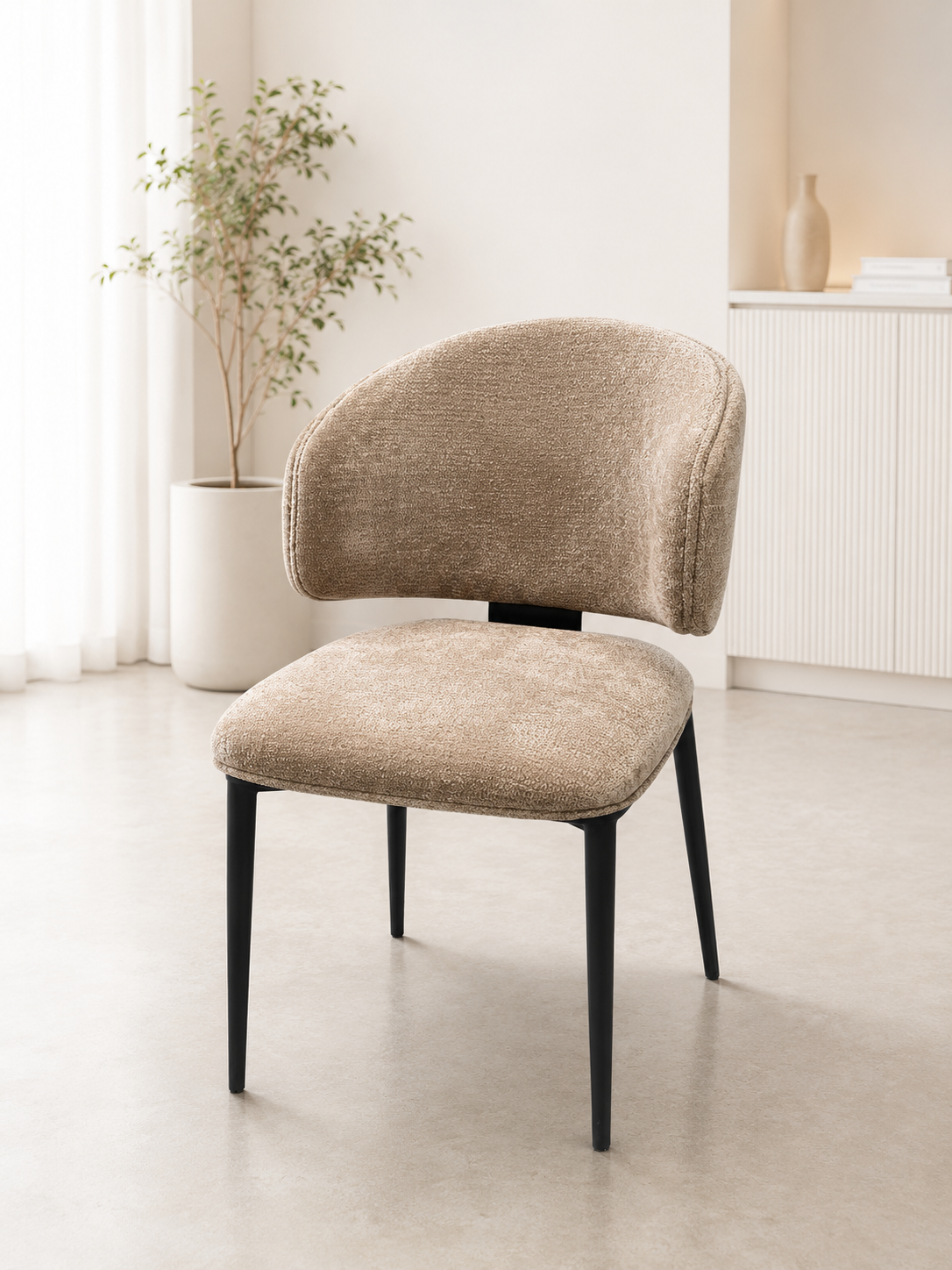 Velvet/ Leather Dining Chair w/stainless leg