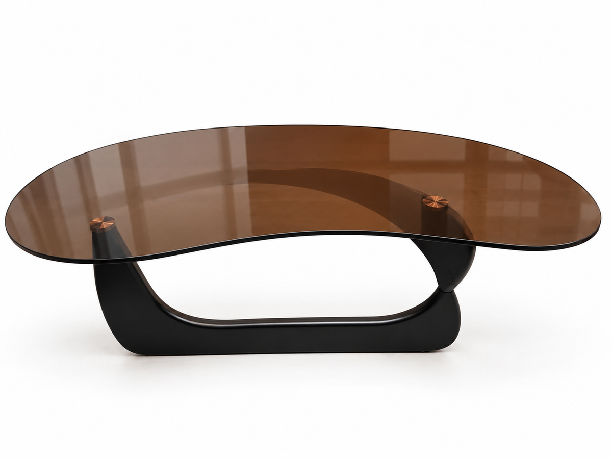 Nova Modern Curved Glass Coffee Table – Clear / Smoked Brown