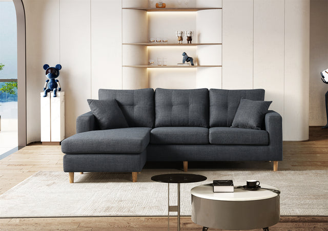 Fabric Couch with Chaise Reversible Cover Off