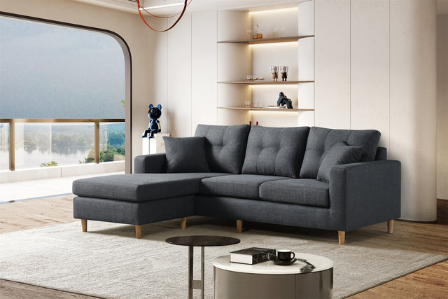 Fabric Couch with Chaise Reversible Cover Off