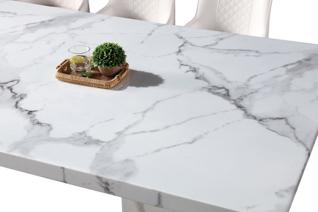 Marble Dining Table w/ Sliver&Brown Stainless Leg