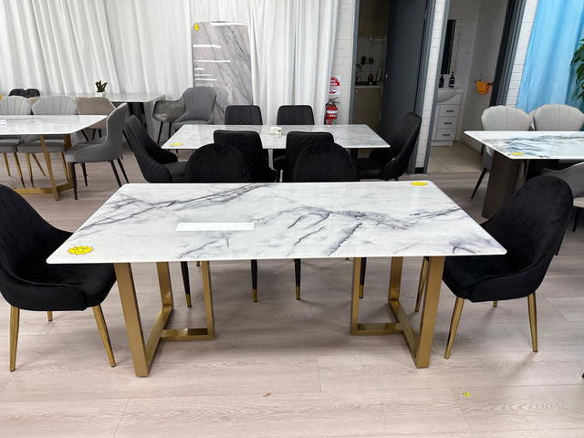 (614) Real Marble Dining Table w/ T Shape Leg