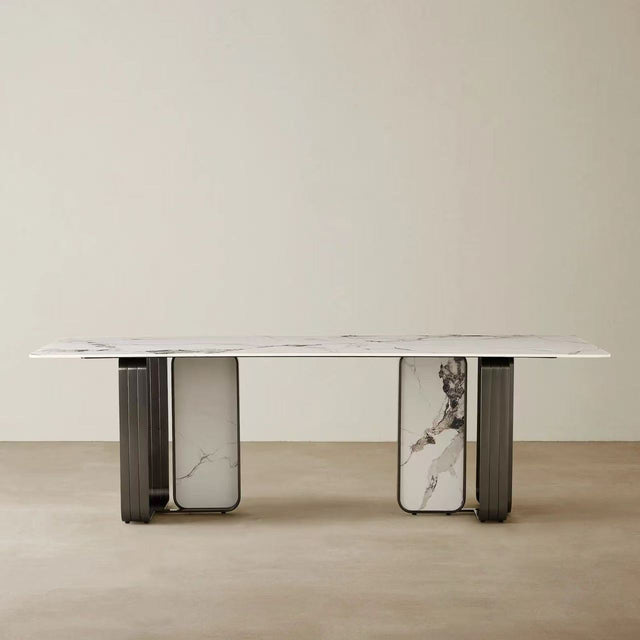 {𝑷𝑹𝑬-𝑶𝑹𝑫𝑬𝑹} Luxury Sintered stone Dining Table Stainless Steel Gold Leg Frame