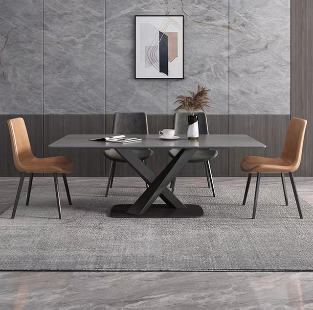 Sintered stone Dining Table w/ X Shape Leg