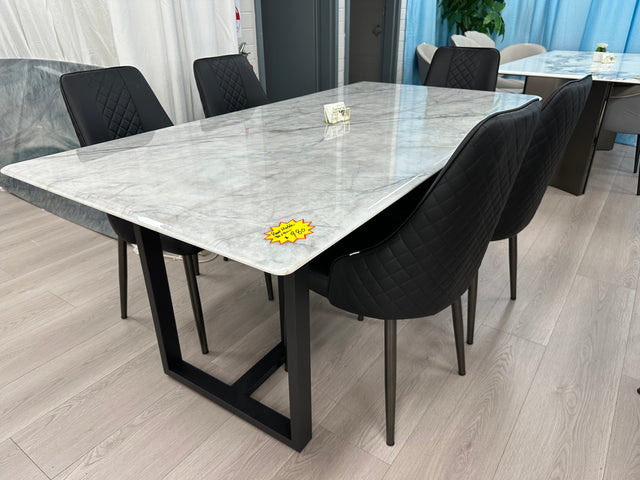 (614) Real Marble Dining Table w/ T Shape Leg
