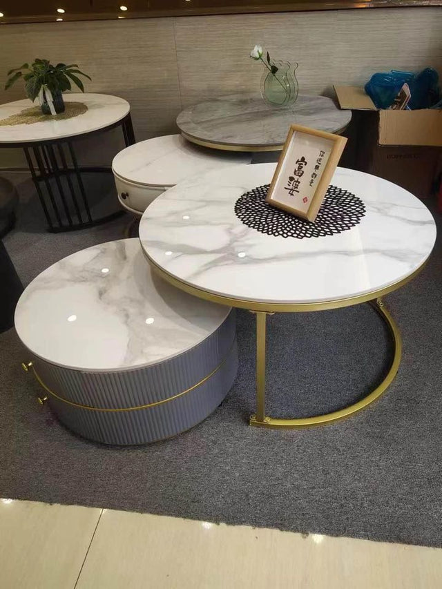 Luxury Artificial Marble Top Round Coffee Table