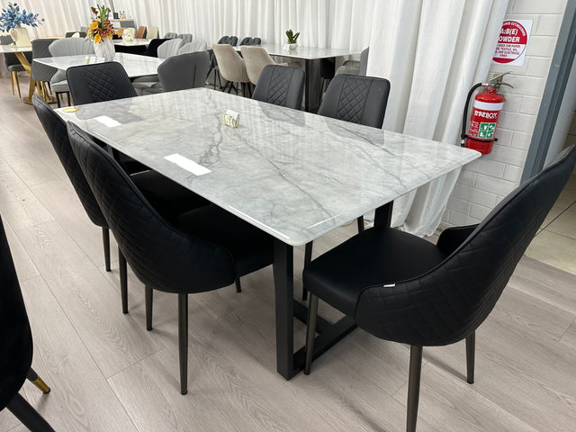 (614) Real Marble Dining Table w/ T Shape Leg