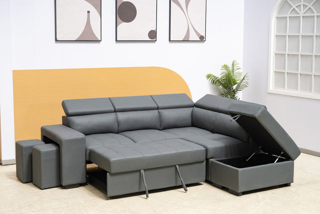 PU leather bed sofa