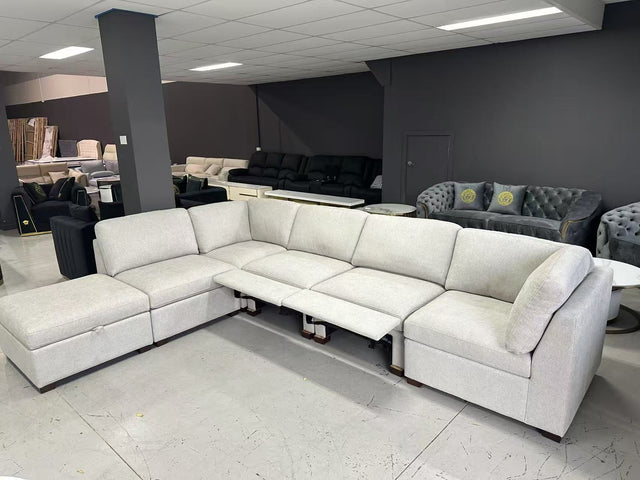 L-Shaped Electric Recliner Velvet Sofa