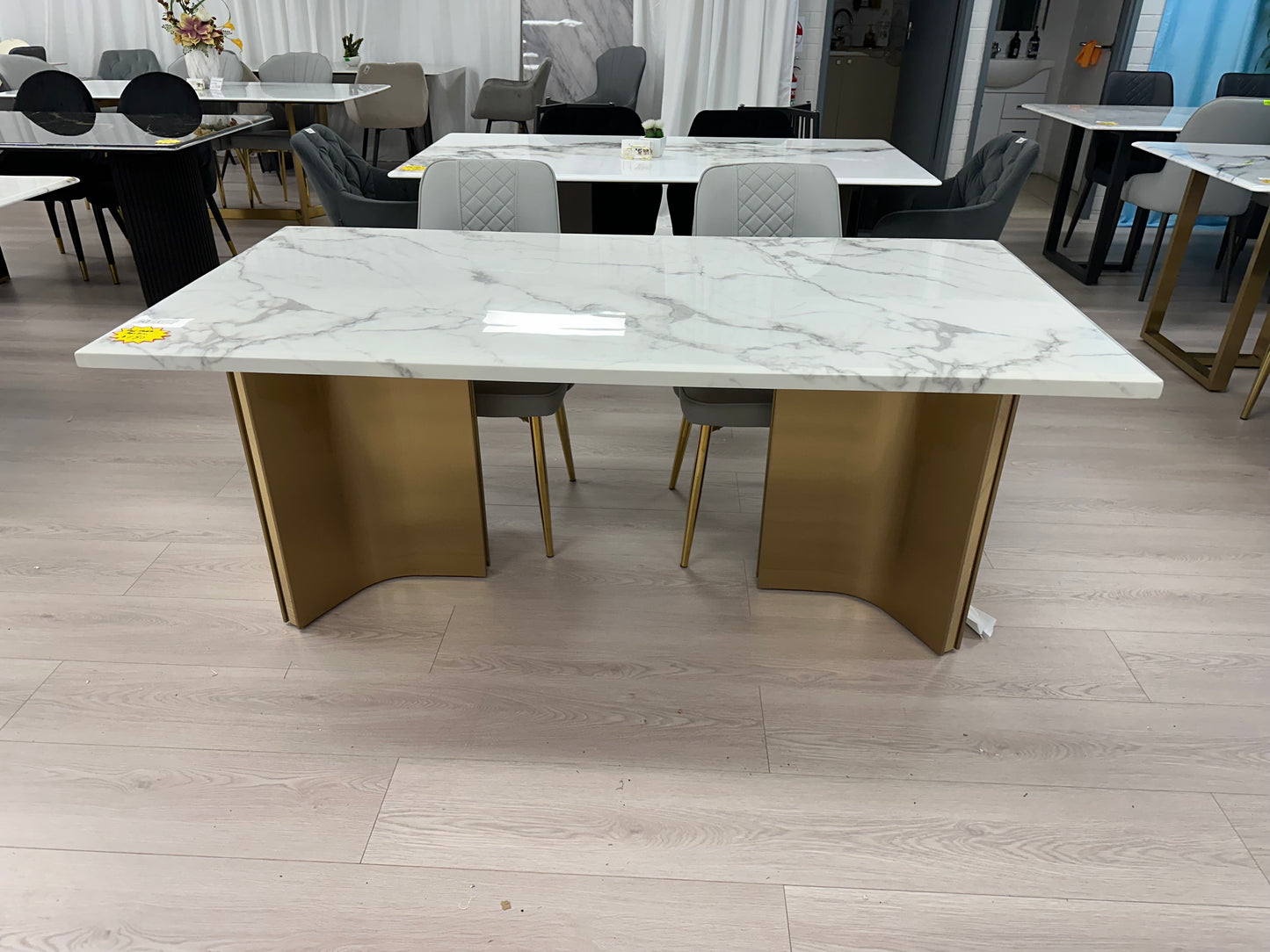 (828) Real Marble Dining Table Stainless Leg