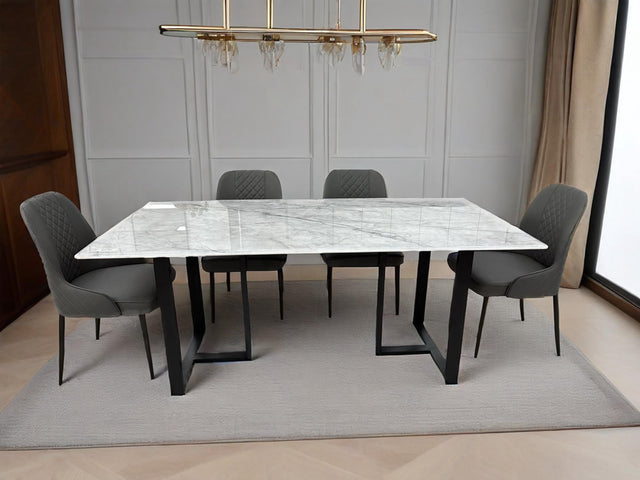 (614) Real Marble Table with T Shape leg