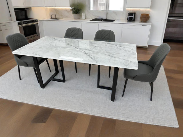 (614) Real Marble Table with T Shape leg