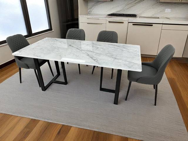 (614) Real Marble Table with T Shape leg