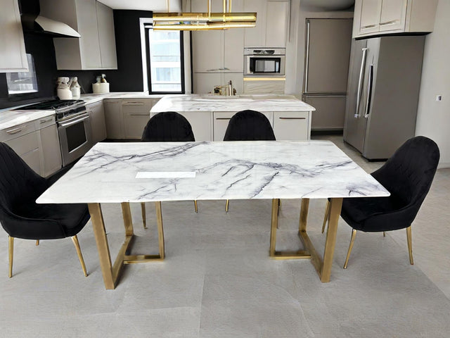 (614) Real Marble Table with T Shape leg