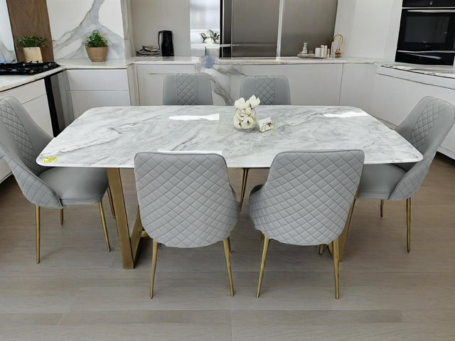 (614) Real Marble Table with T Shape leg