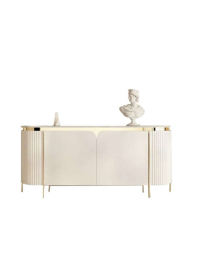 (656) Real Marble Buffet Table with Gold Frame