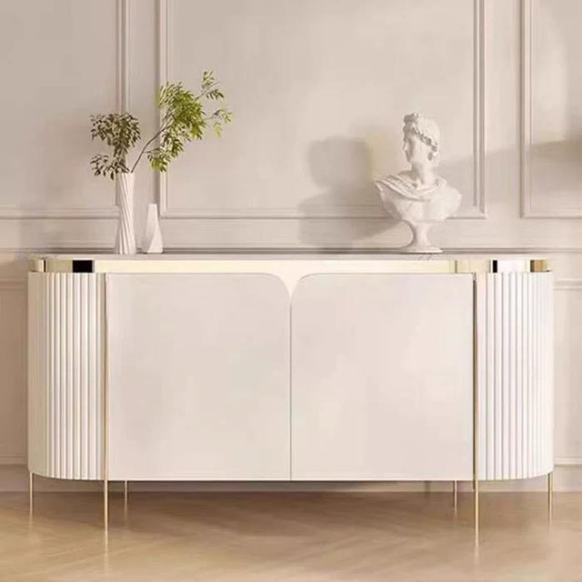 (656) Real Marble Buffet Table with Gold Frame