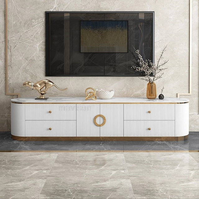 (814) Artificial Marble Oval TV Unit