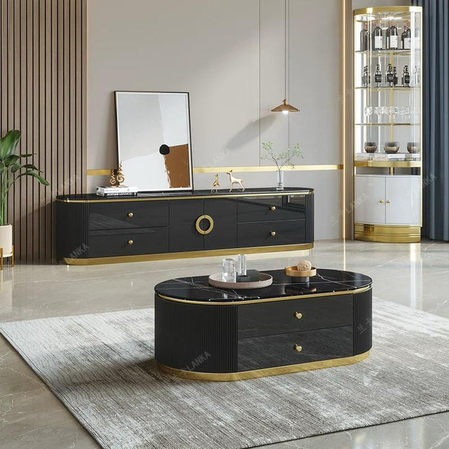 (814) Artificial Marble Oval TV Unit