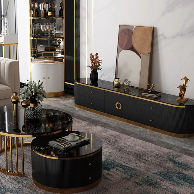(814) Oval TV Unit w/ Round Coffee Table