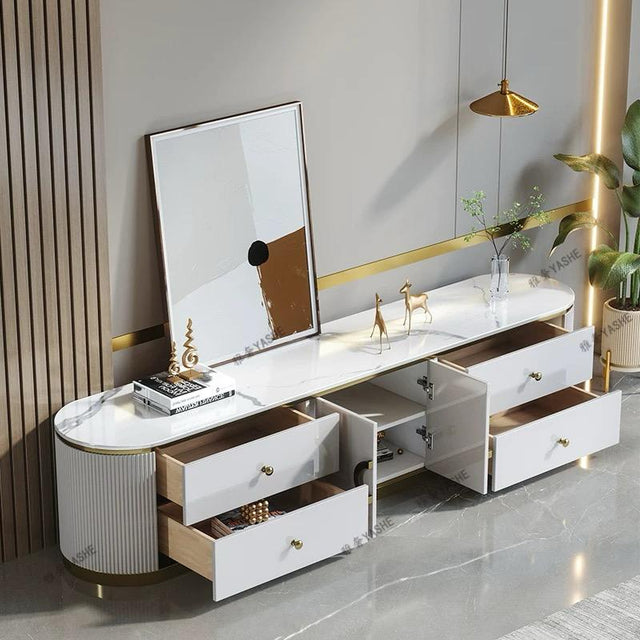 (814) Oval TV Unit w/ Round Coffee Table