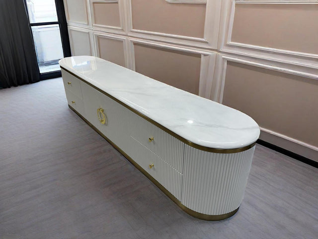 (814) Oval TV Unit w/ Round Coffee Table