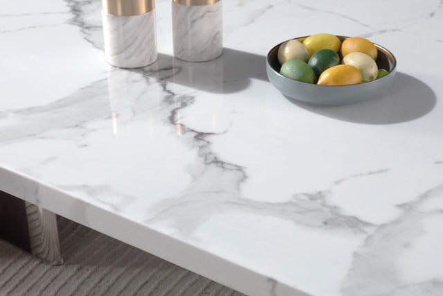 (8810-5) Real Marble Dining Table W/ Double Marble Leg