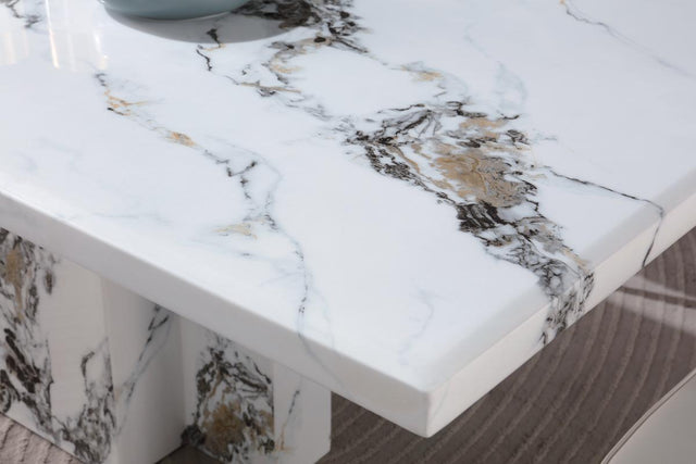 (8810-5) Real Marble Dining Table W/ Single Marble Leg