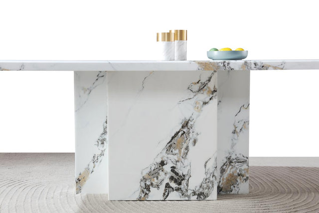 (8810-5) Real Marble Dining Table W/ Single Marble Leg