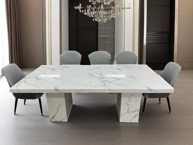 (8810-5) Real Marble Dining Table W/ Double Marble Leg