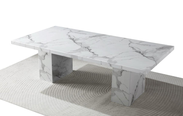 (8810-5) Real Marble Dining Table W/ Double Marble Leg