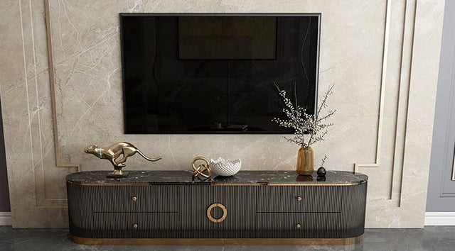 (814) Artificial Marble Oval TV Unit