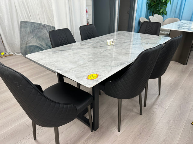 (614) Real Marble Dining Table w/ T Shape Leg