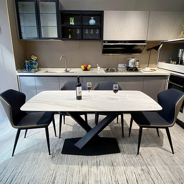Real Marble Dining Table w/ X Shape Leg