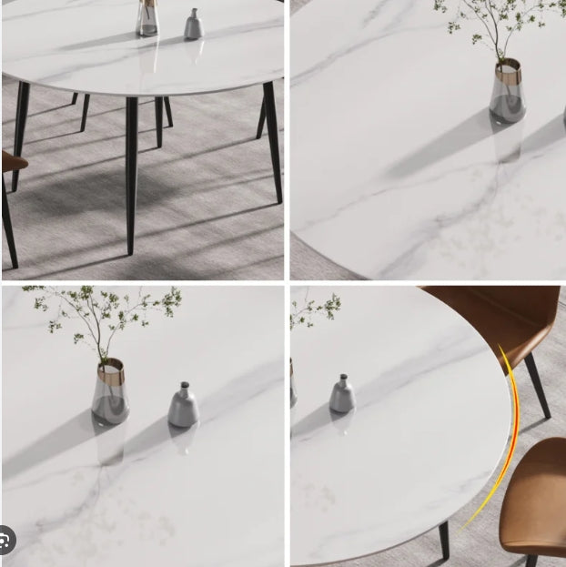 Artificial Marble Round Dining Table w/ Traditional Leg